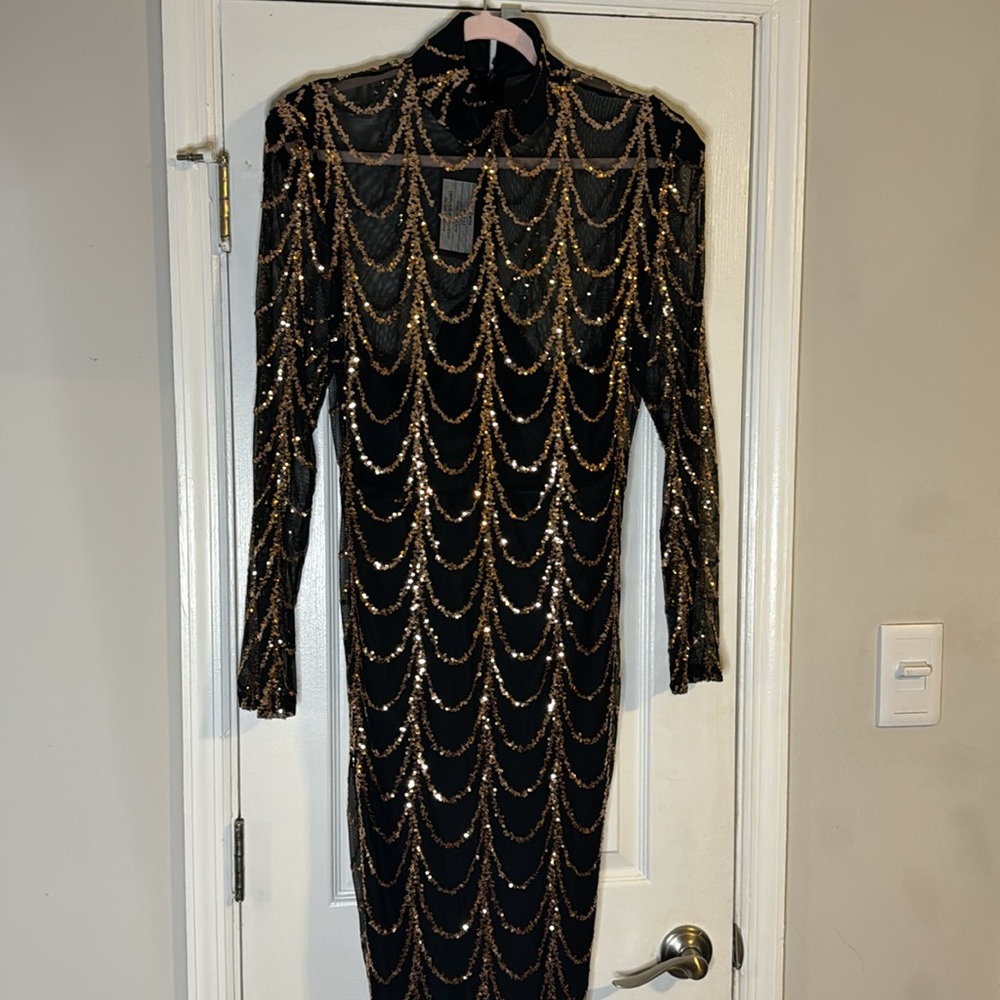 High Neck Sequin Detail Dress Size 2XL/16 - Picture 2 of 2